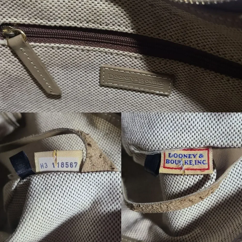 Vintage Dooney & Bourke Monogram Canvas Leather Hobo Shoulder Bag
